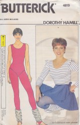 4819 or 4818 BUTTERICK LONG SLEEVE BODYSUIT,  WRAP SKIRT, TIGHTS WARMERS PATTERN 8-18 uncut